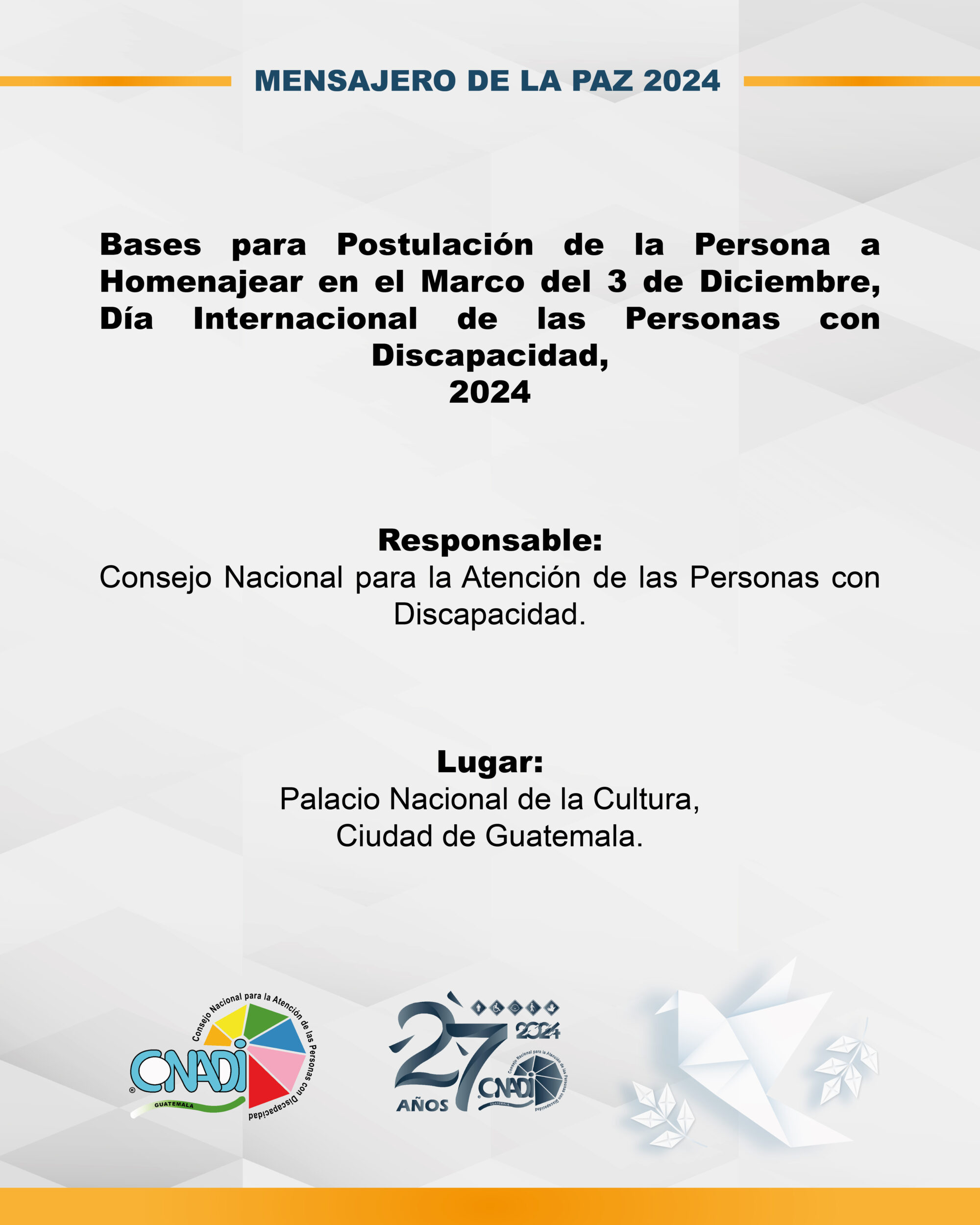Mensajero de la Paz 2024 – Consejo Nacional para la Atención de las ...