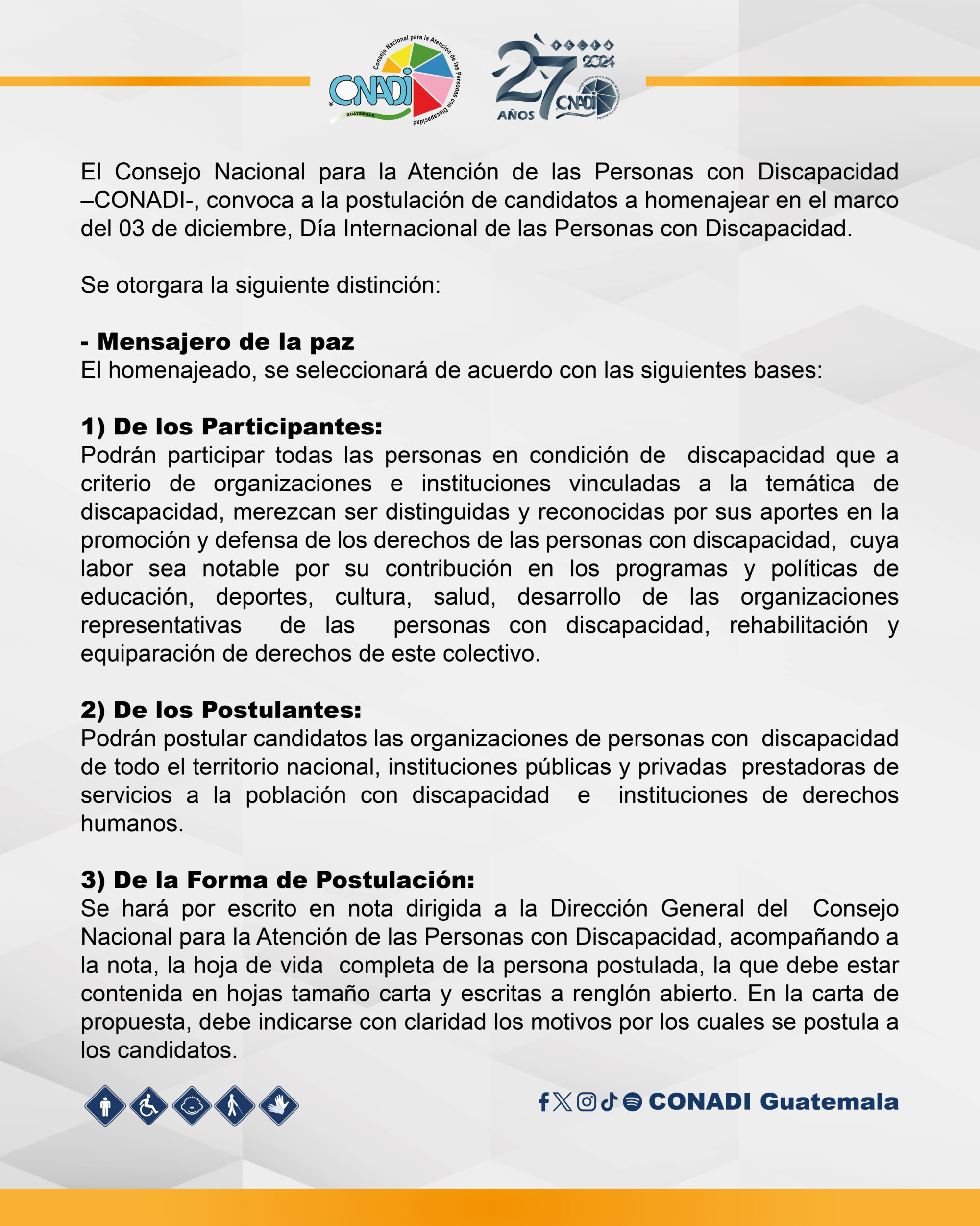 Mensajero de la Paz 2024 – Consejo Nacional para la Atención de las ...