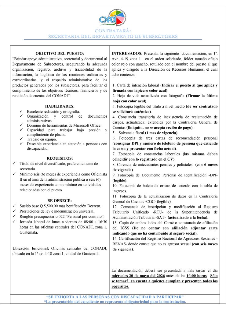 Imagen de la convocatoria referida en la sección superior